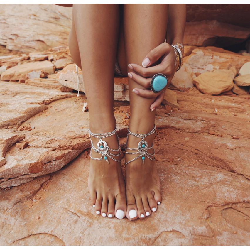 Boho Layered Anklet, Luna Daze