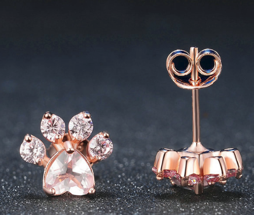 Rose Quartz Pawprint EarringsJewelryLuna Daze