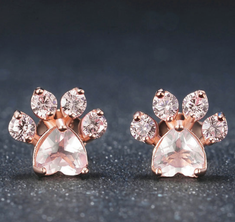Rose Quartz Pawprint EarringsJewelryLuna Daze