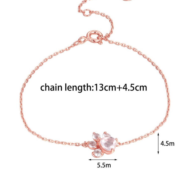 Rose Quartz Pawprint BraceletJewelryLuna Daze