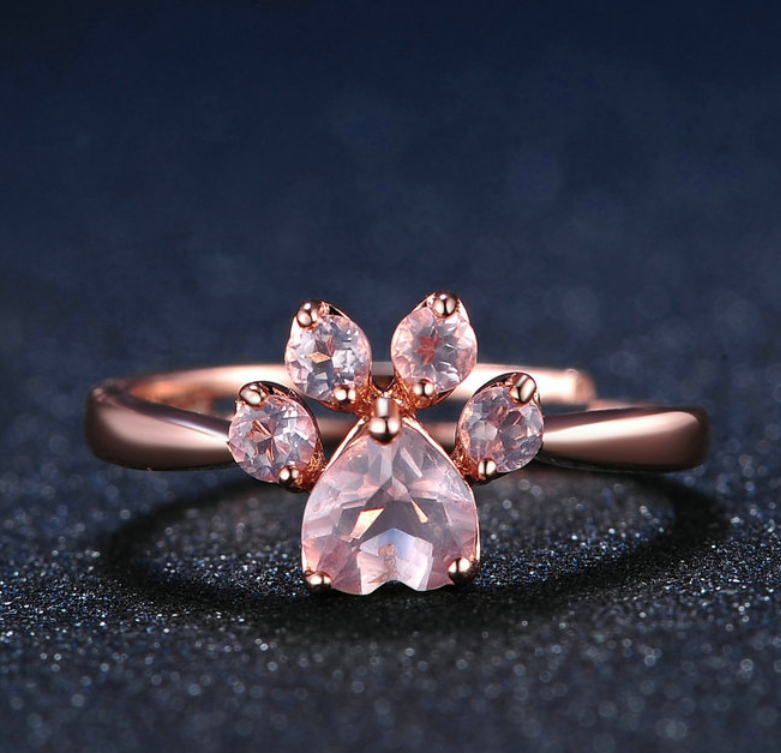 Rose Quartz Pawprint RingJewelryLuna Daze