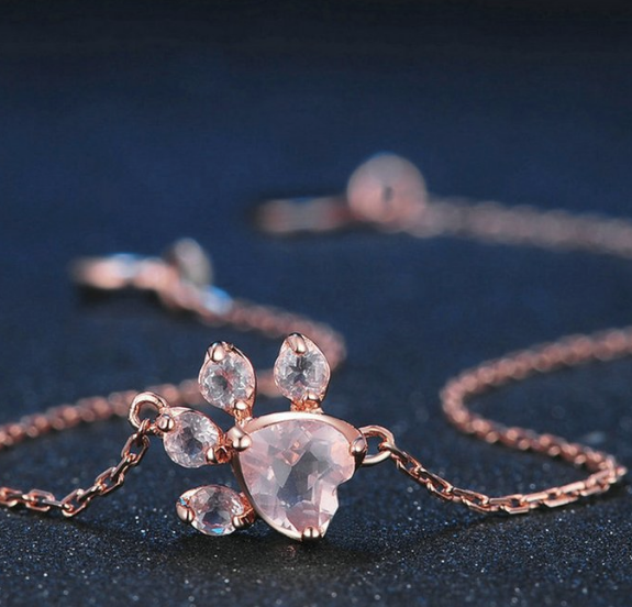 Rose Quartz Pawprint BraceletJewelryLuna Daze