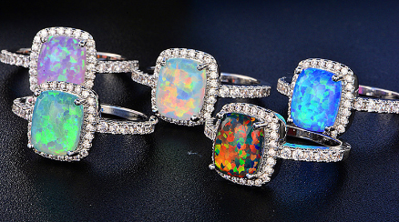 Fire Opal Cushion Cut Ring, Luna Daze