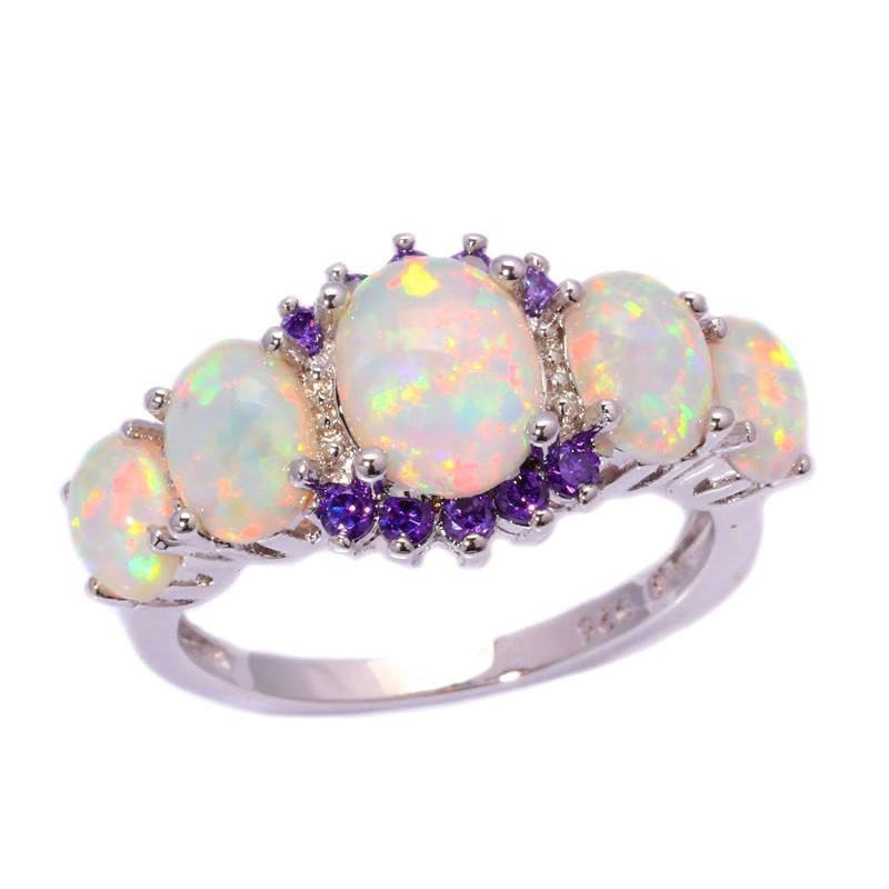 Fire Opal and Amethyst Ring, Luna Daze