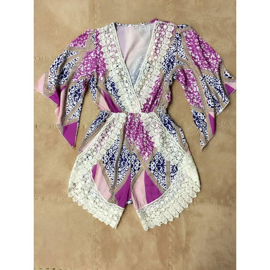 Deep V Flower RomperBodysuitLuna Daze