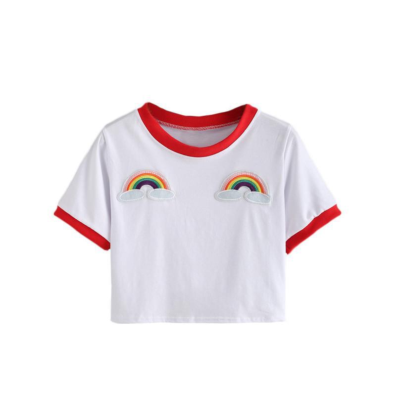 Rainbow Patch Crop TeeTopsLuna Daze