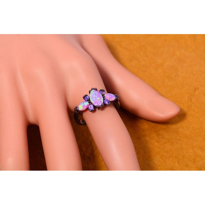 Pink Fire Opal & Amethyst RingJewelryLuna Daze