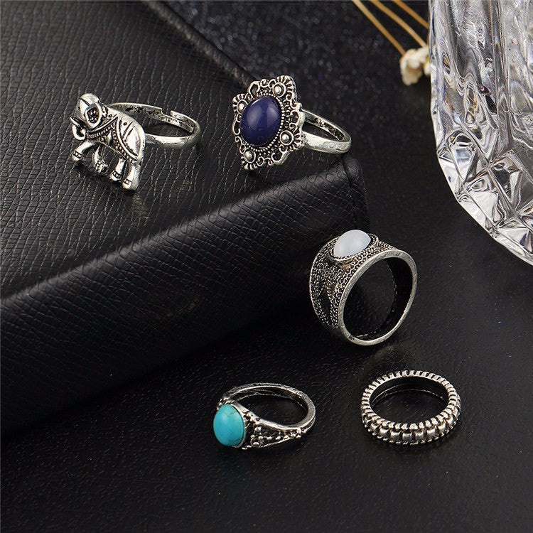 Turquoise & Agate Ring SetJewelryLuna Daze