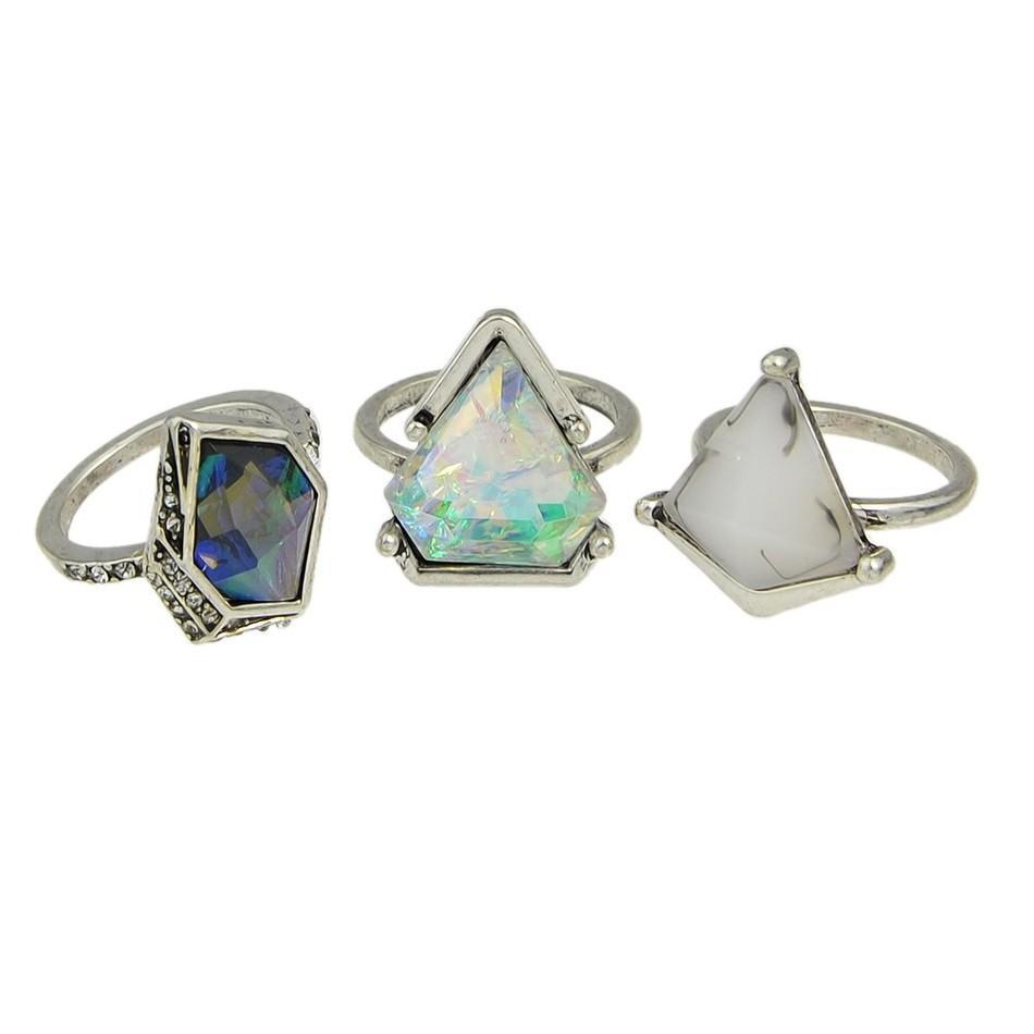 Geometric Natural Stone Ring SetJewelryLuna Daze