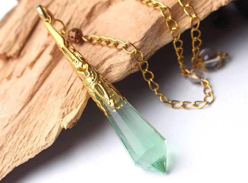 Fluorite Healing Pendulum Necklace, Luna Daze