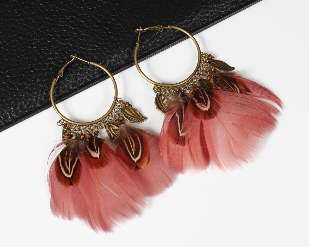 Antique Bronze Feather Earrings, Luna Daze