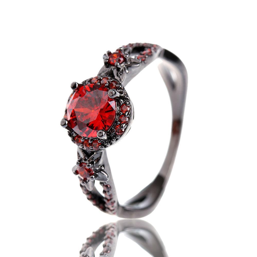 Red Garnet Black Gold RingJewelryLuna Daze