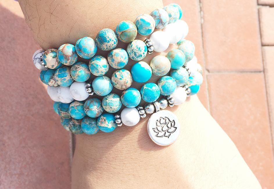Howlite Lotus Mala Wrap BraceletJewelryLuna Daze