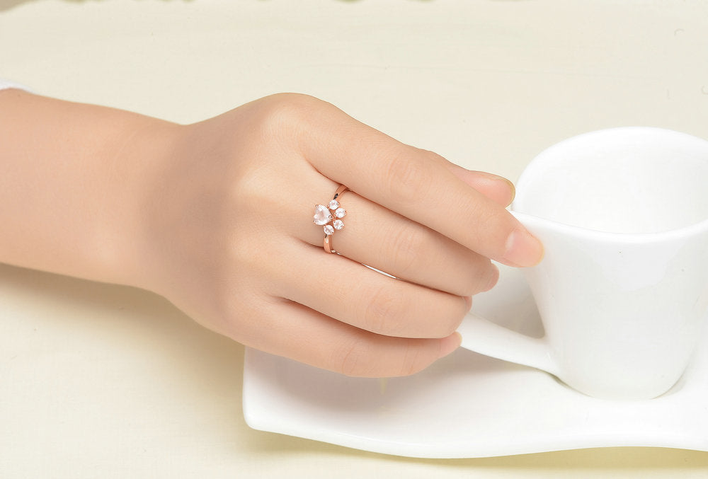 Rose Quartz Pawprint RingJewelryLuna Daze