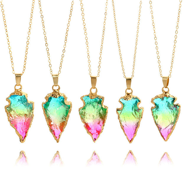 Aura Quartz Arrowhead Necklace, Luna Daze