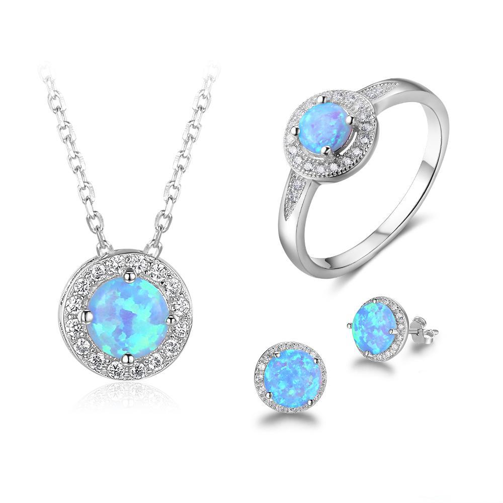 Blue Fire Opal Jewelry Set, Luna Daze