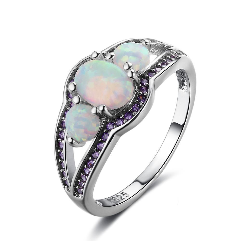Triple Fire Opal & Amethyst Accent RingJewelryLuna Daze