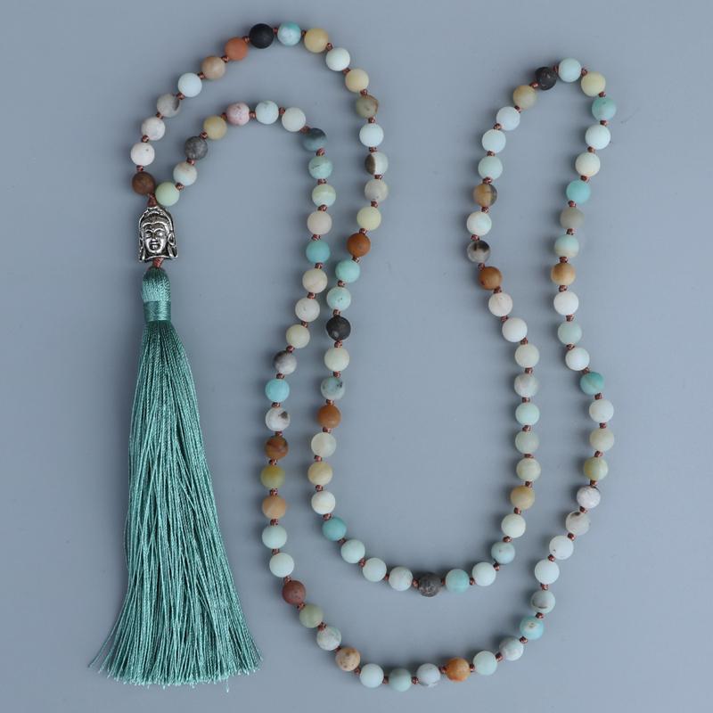 Amazonite Buddha Mala Necklace, Luna Daze