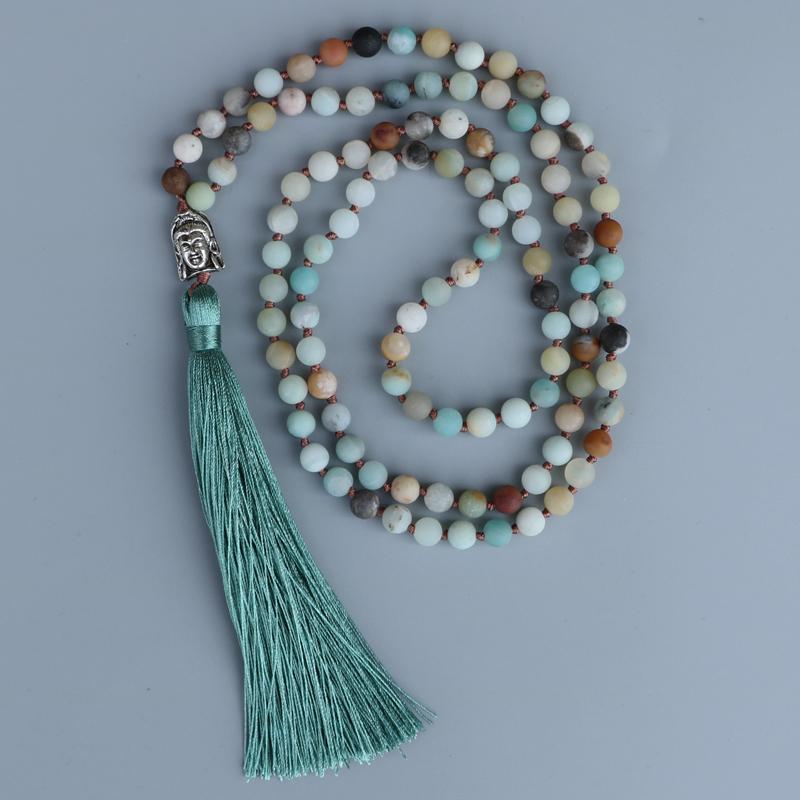 Amazonite Buddha Mala Necklace, Luna Daze