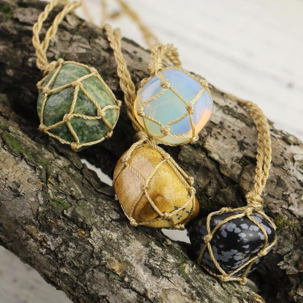 Tumbled Stone Macrame NecklaceJewelryLuna Daze