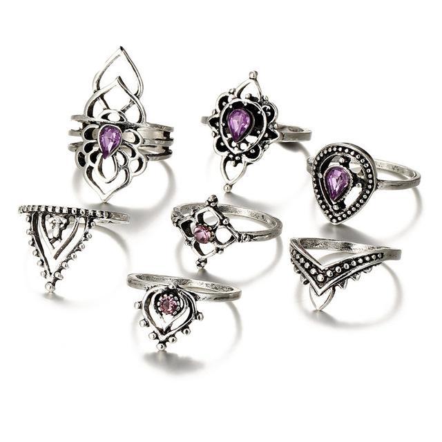 Endless Amethyst Ring Set