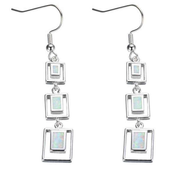 Blue Fire Opal Squared Earrings, Luna Daze