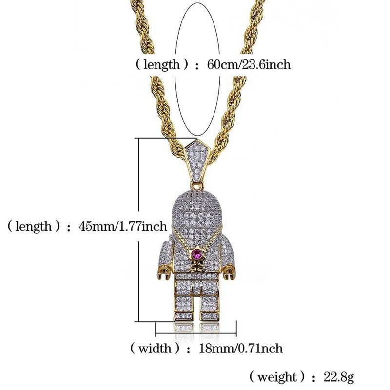 Iced Out Gold Astronaut Necklace