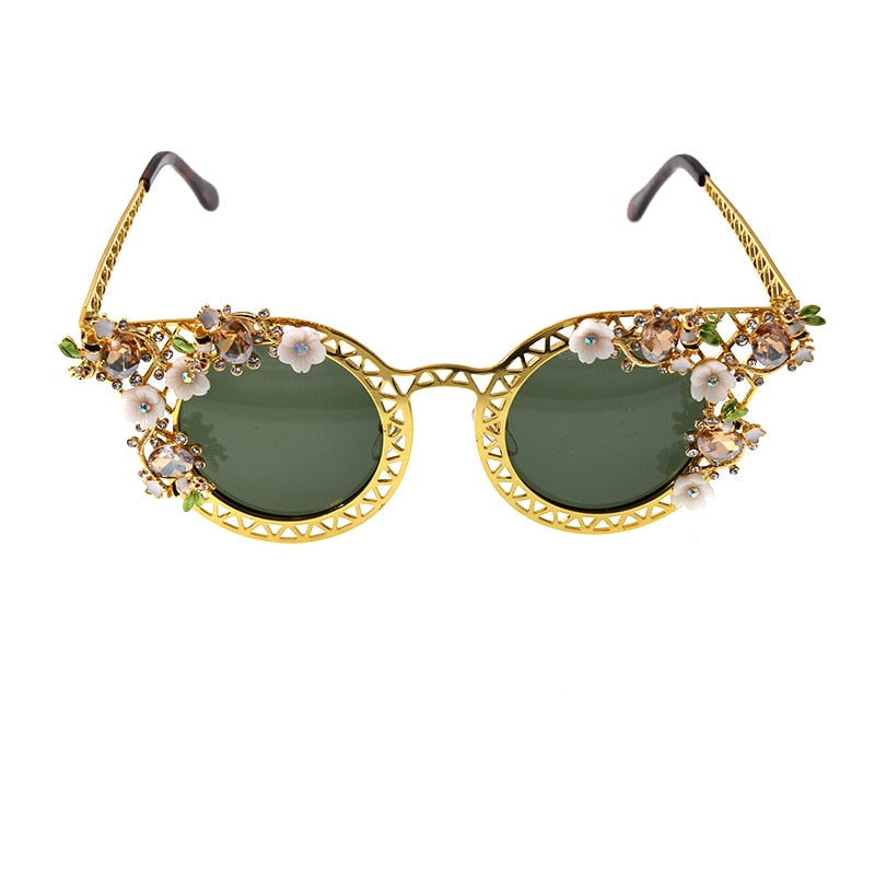 Vintage Flower Cat Eye Sunglasses