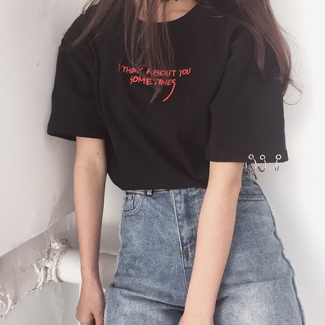 I Think About You Embroidery Tee