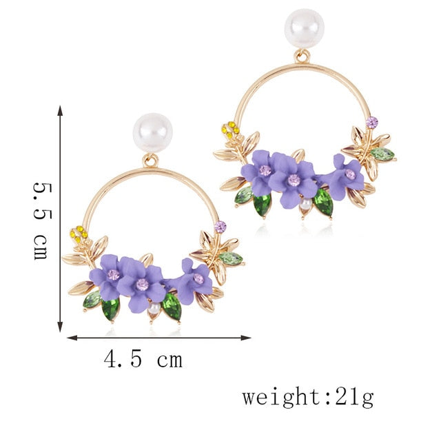 Wildflower & Pearl Hoop Earrings