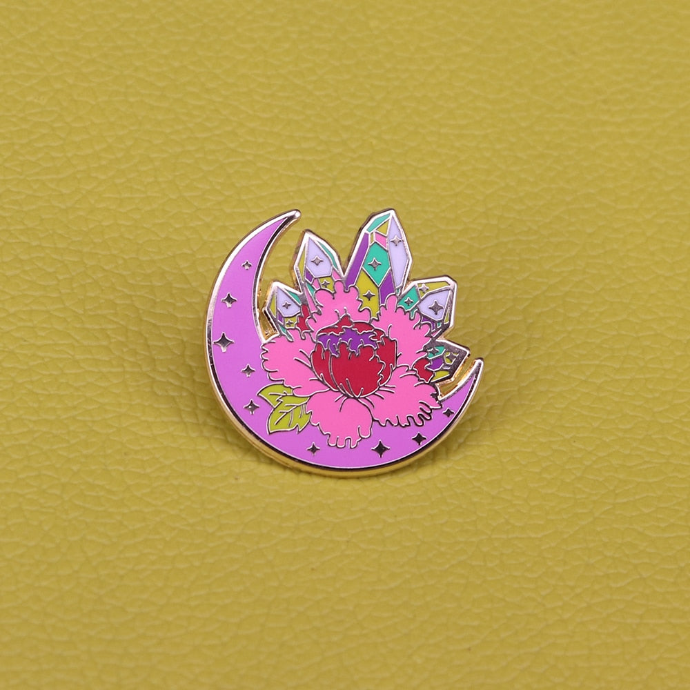 Flowering Crystal Moon Pin