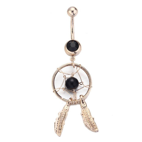Golden Black Dreamcatcher Belly Ring Belly Button Rings & Bars