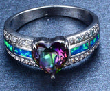 Fire Opal & Mystic Topaz Heart Ring, Luna Daze