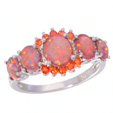 Orange Fire Opal & Garnet Ring