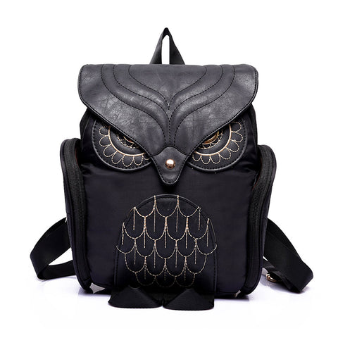 black leather owl backpack Women Leather Backpack Owl Shoulder Bag School Bag Purple