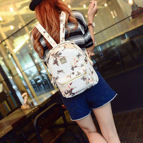 daisy floral print leather backpack Floral Leather Backpack