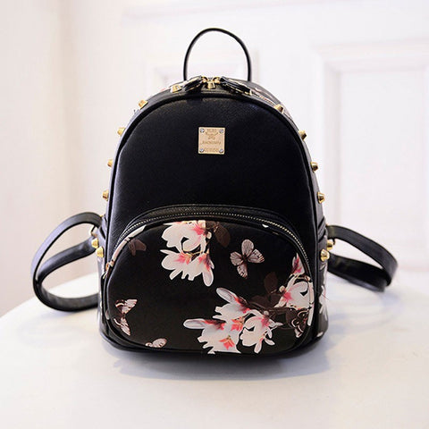 cute cheap leather backpacks Floral Leather Backpack