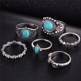 Tibetan Silver Ring Set- Opalite/ TurquoiseJewelryLuna Daze