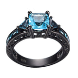 Aquamarine Princess Cut Ring, Luna Daze