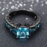 Aquamarine Princess Cut Ring, Luna Daze
