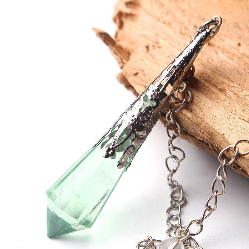 Fluorite Healing Pendulum Necklace, Luna Daze