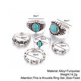 Tibetan Silver Ring Set- Opalite/ TurquoiseJewelryLuna Daze