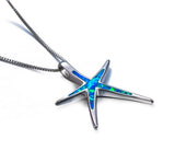 Blue Fire Opal Star Necklace, Luna Daze