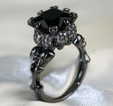 Black Agate Princess Skull Ring, Luna Daze