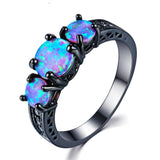 Blue Fire Opal Mystery Ring, Luna Daze