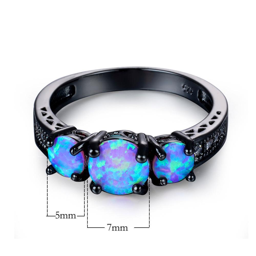 Blue Fire Opal Mystery Ring, Luna Daze