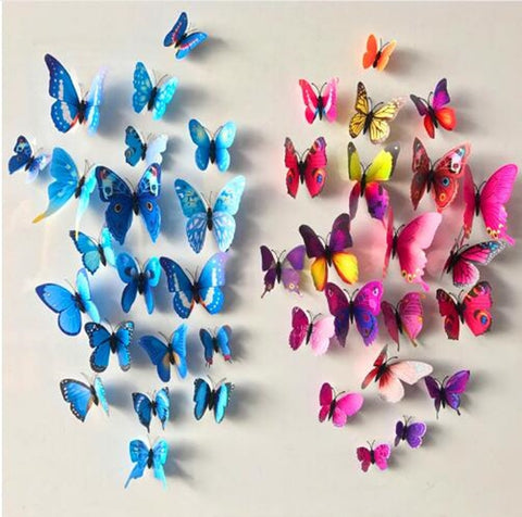 Wrapables 3D Double Wings Butterfly Wall Decor Stickers for Bedroom (24  pcs), Multi-Color, 24 Pieces - Fred Meyer