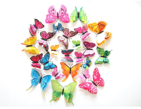 Wrapables 3D Double Wings Butterfly Wall Decor Stickers for Bedroom (24  pcs), Pink, 24 Pieces - Harris Teeter