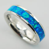 Blue Fire Opal Silver Band Ring, Luna Daze