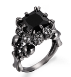 Black Agate Princess Skull Ring, Luna Daze